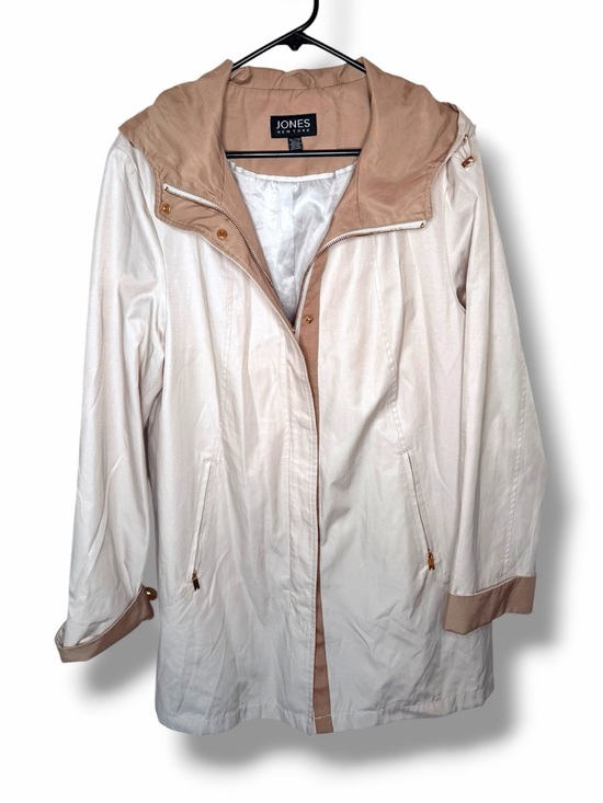 Jones New York Jackets & Blazers - Jones New York Two-Tone Cream and Tan Hooded Waterproof Trench Coat